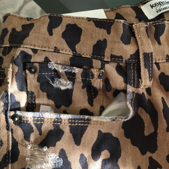 JEANS SIZE 10/30 LEOPARD SKINNY VINTAGE DISTRESSED.5 pockets w golden zip NWT❤️ - Picture 11 of 15